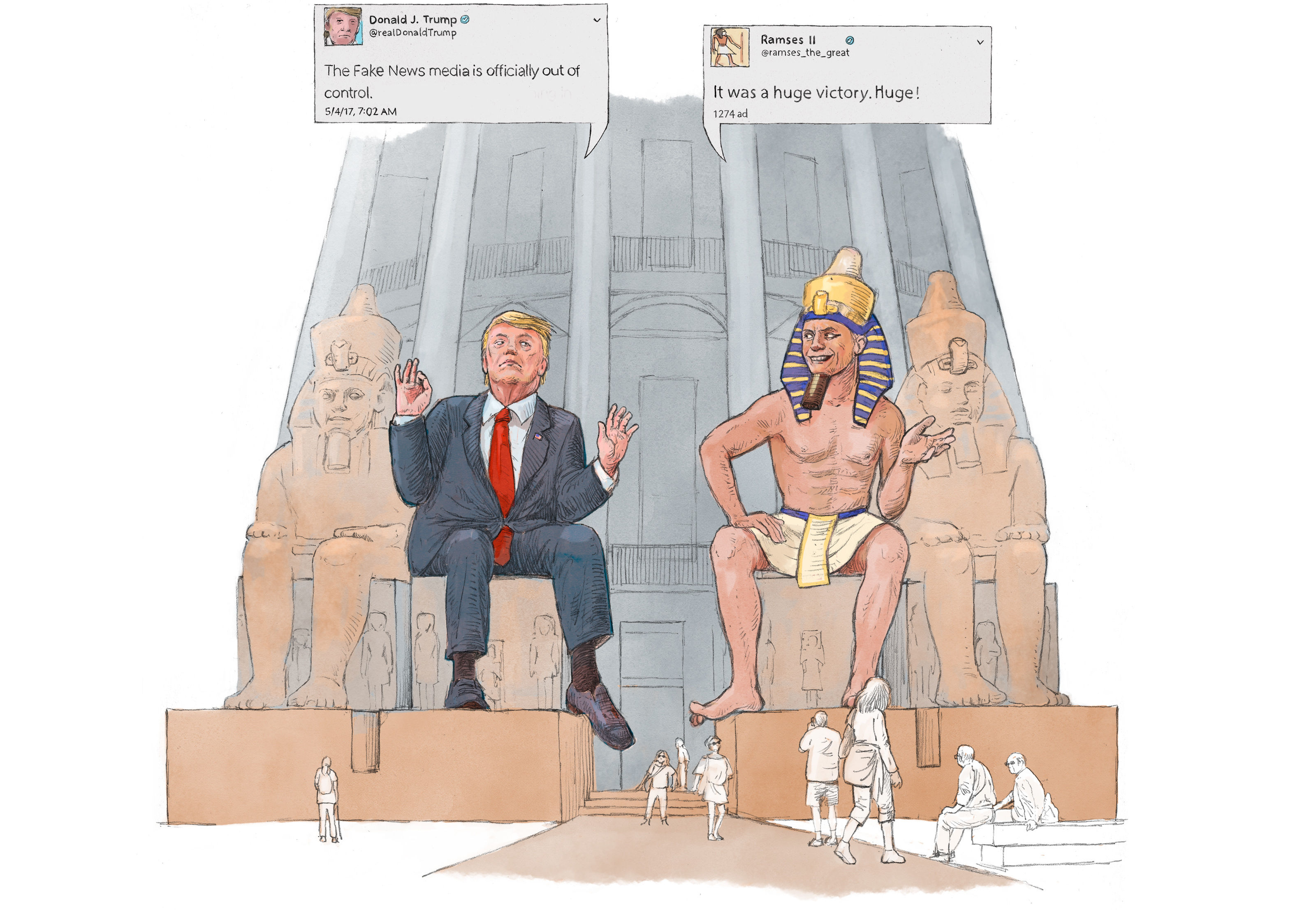 Scitech-Media_Fake-news-Illu_Trump_Ramses2_bunterhund-Illustration
